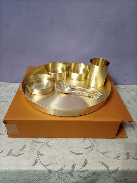 Round Brass dinner thali set, for Home, Feature : Fine Finishing, Light Weight