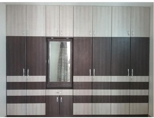 Plywood Wooden Wardrobe, Color : Dark Brown, White