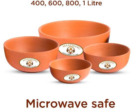 Clay Earthen Bowls set, Capacity : 400 ML, 600ML, 800ML, 1 Litre