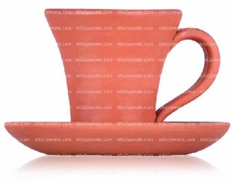CLAY TRUMPET CUP AND SAUCER