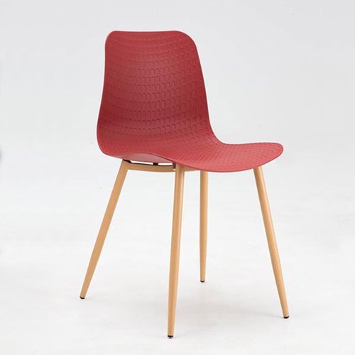 PVC / WOOD Cafeteria Chair, Color : RED