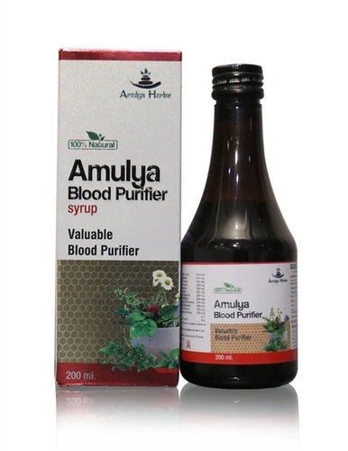 Amulya Blood Purifier Syrup, Form : Liquid