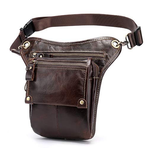 Genuine Leather Shoulder Drop leg bag, Color : Brown