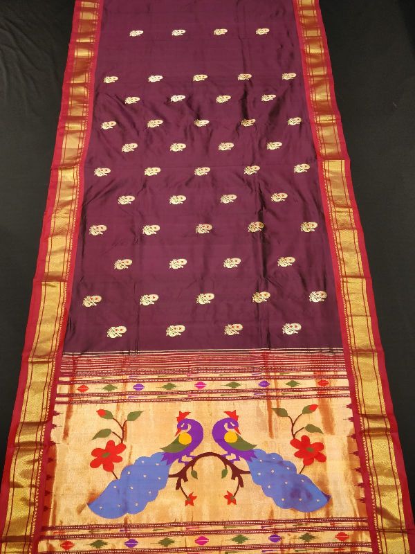 Paithani Handloom Silk Sarees, for Easy Wash, Anti-Wrinkle, Shrink-Resistant, Width : 6.5 Meter