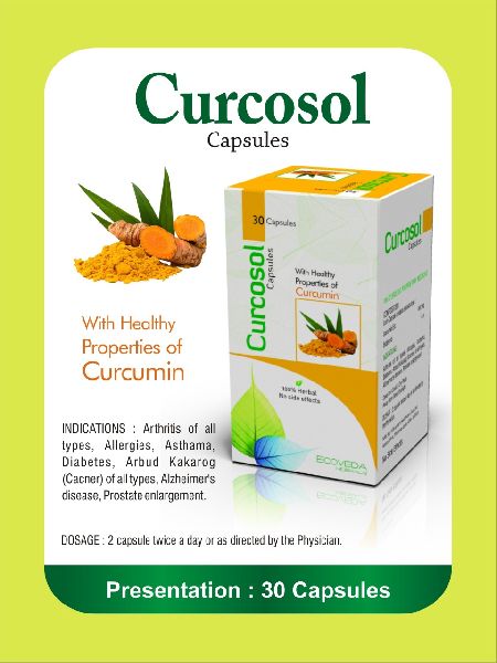 Ecoveda Herbals Curcosol Capsules, Certification : ISO-9001: 2008 Certified