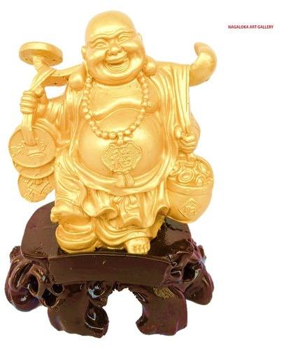 Polyresin Laughing Buddha Statue, Color : Golden
