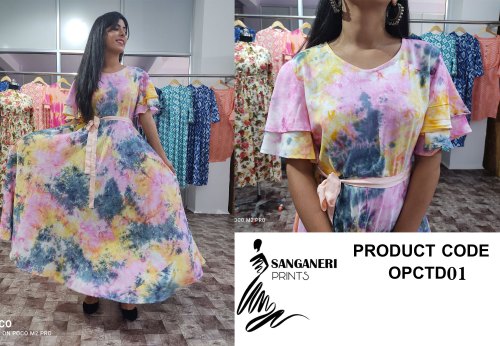 Sanganeri Prints Tie Dye Dress, Size : M, L, XL, XXL