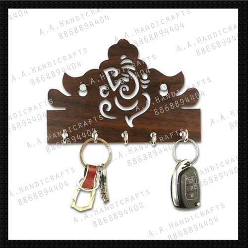 Lord Ganesh Shaped Wooden Key Holder