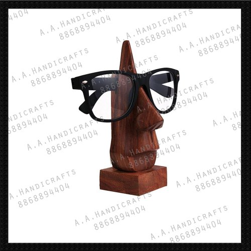 A.A HANDICRAFTS Wooden Goggle Stand, Size : 12 Inches, Color : Brown / Black
