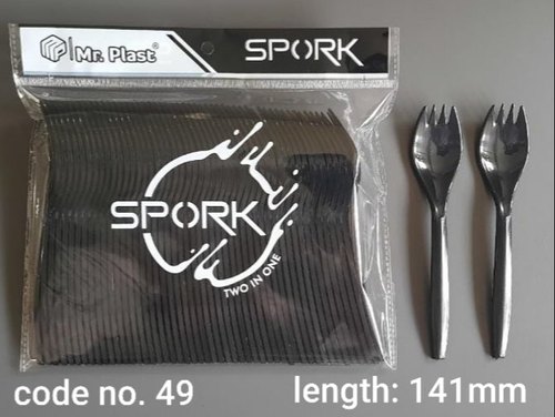 Disposable Plastic Spork, Color : Black