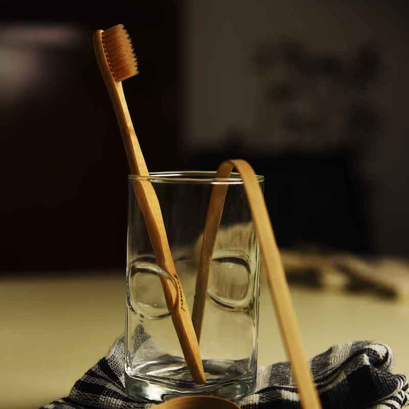 Bamboo Toothbrush & Tongue Cleaner Combo