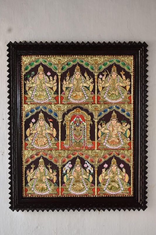 Ashtalakshmi Tanjore Painting, for Home Decoration, Packaging Type : Paper Box