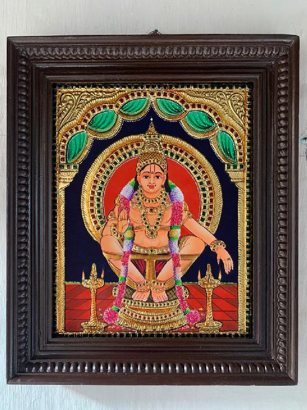 Ayyappa Tanjore Painting, for Wall Decoration, Packaging Type : Paper Box