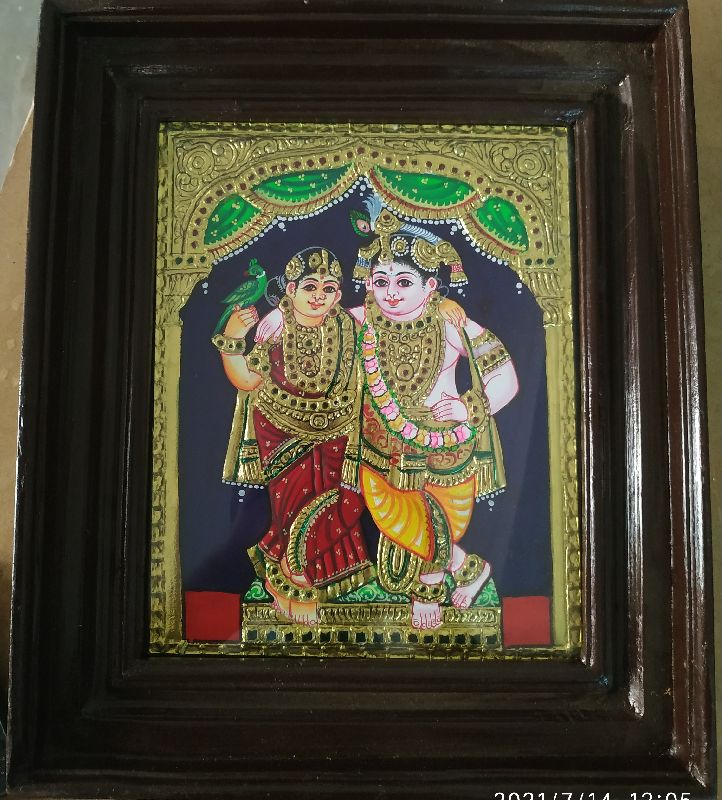 Krishna Radha Tanjore Painting, Packaging Type : Paper Box