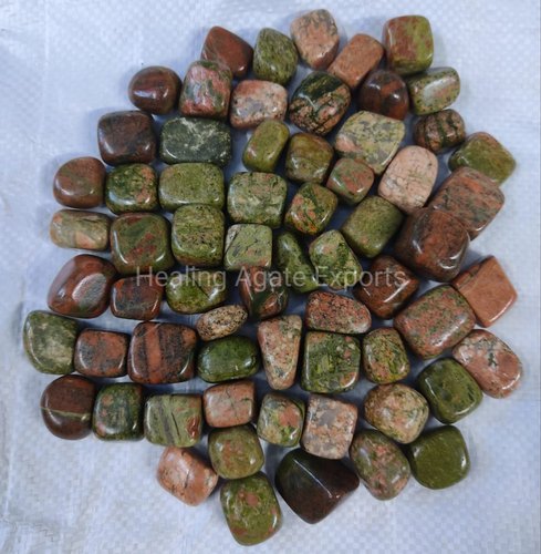 Polished Unakite Tumbled Stones, for Healing, Size : Standard