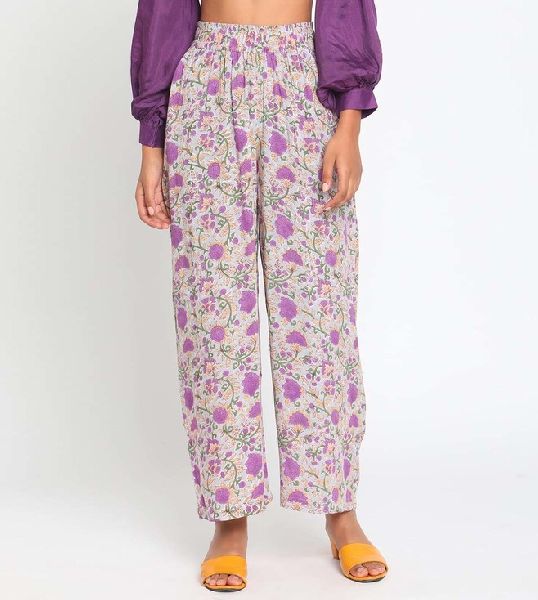 Muslin Hand Block Printed Pant, Occasion : Casual