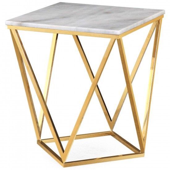 Brass Plated Marble Top Iron Table