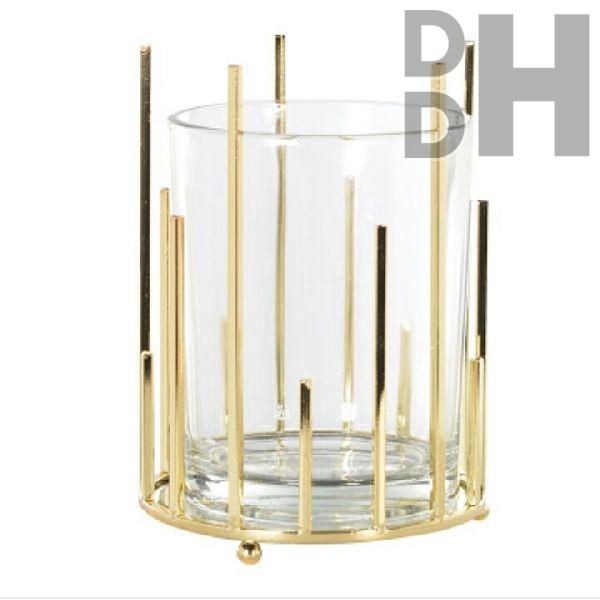 Brass Plated Iron Tea Light Holder, Packaging Type : Paper Box