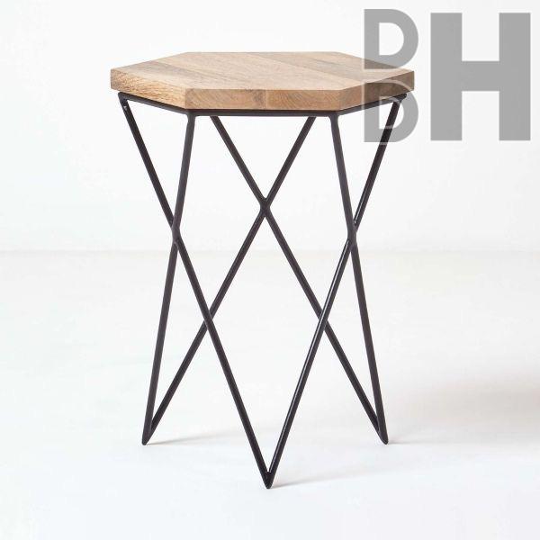 Hexagon Iron Wooden Top Table