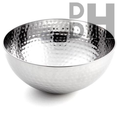 Shiny Hammered Steel Bowl, Pattern : Plain
