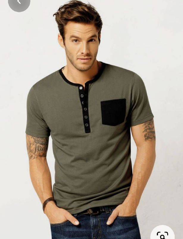 Mens Henley Neck T-Shirt