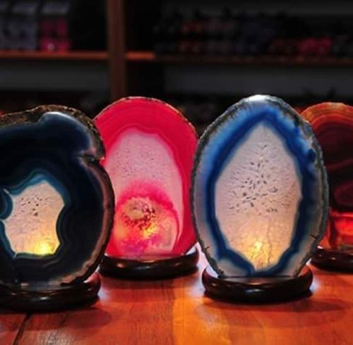 Polished Agate Slice Table Lamp, for Wedding, Lighting, Decoration, Party, Home Decorative, Size : 40x40x45cm