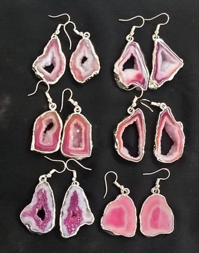 Pink Crystal Stone Earrings, Packaging Type : Wooden Box, Velvet Box, Plastic Packet, Plastic Box