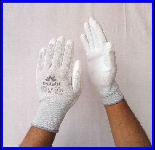 Delight ESD Palm Coated Gloves, Length : 10-15 Inches, 15-20 Inches