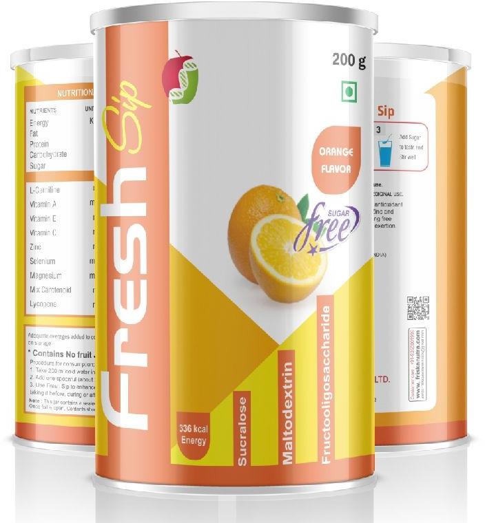 Fresh Sip Sugar Free Sucralose Maltodextrin FOS Energy Drink In Orange Flavour - 200g Friska