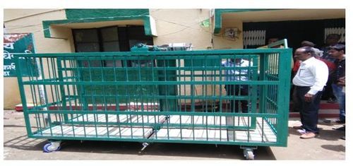 Mild Steel Animal Treatment Cage, Color : Green