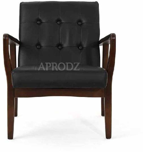 Solid Wood(Mango) Faux Leather Arm Chair, Color : Black, Brown, Orange, Red, White