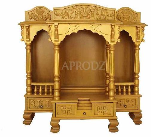 Solid Wood(Mango) Handcrafted Pine Wood Temple