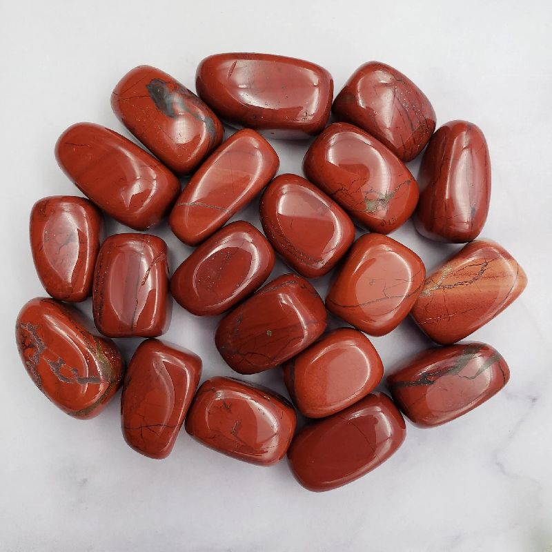 Polished Red Jasper Tumbled Stone, Feature : Durable, Shiny Look