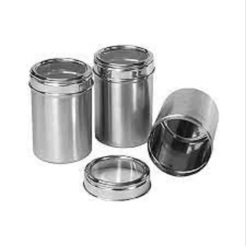 Round Polished Stainless Steel Kitchen Container, for Keeping Food Item, Pattern : Plain