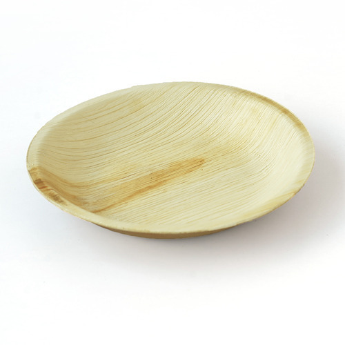 Round 5 Inch Areca Leaf Plate, for Serving Food, Feature : Good Quality, Fine Finish, Eco Friendly