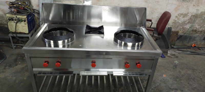 Stainless steel Chinese Cooking Range, Color : Grey