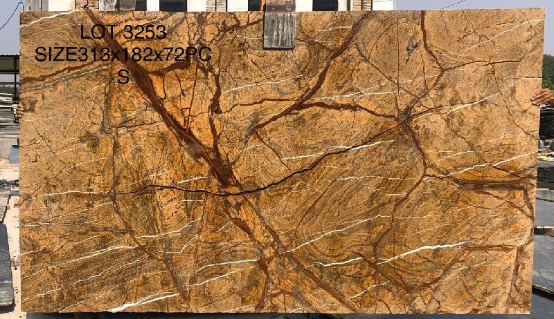 Polished Bhutani Brown Marble Slab, for Hotel, Kitchen, Office, Restaurant, Feature : Crack Resistance