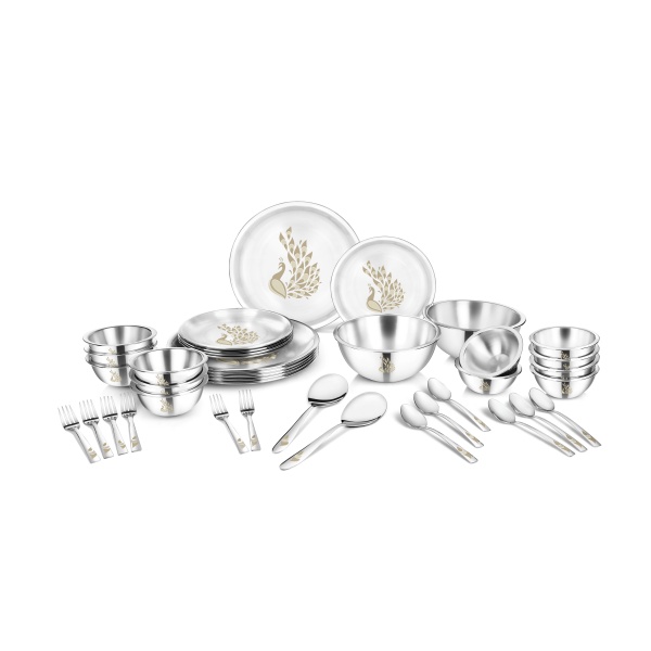Stainless Steel 40 Piece Dinner Set, for Hotels, Home Use, Feature : Fine Finished, Light Weight