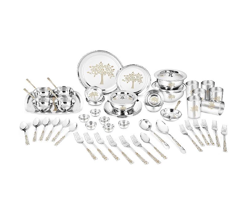 Stainless Steel 68 Piece Dinner Set, for Home Use, Hotels, Feature : Fine Finished, Light Weight