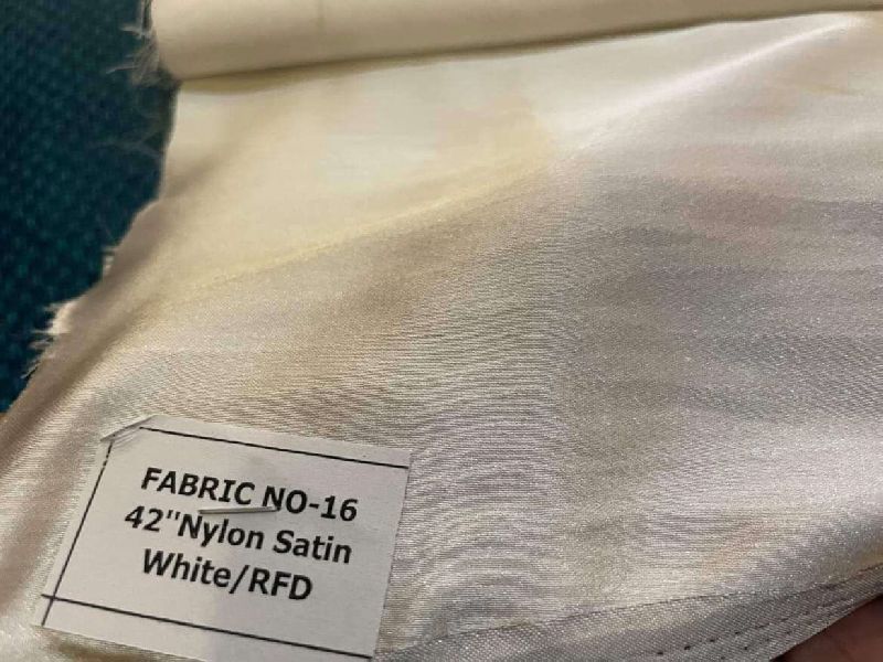 White Nylon Satin Fabric, for Garments, Technics : Machine Wash