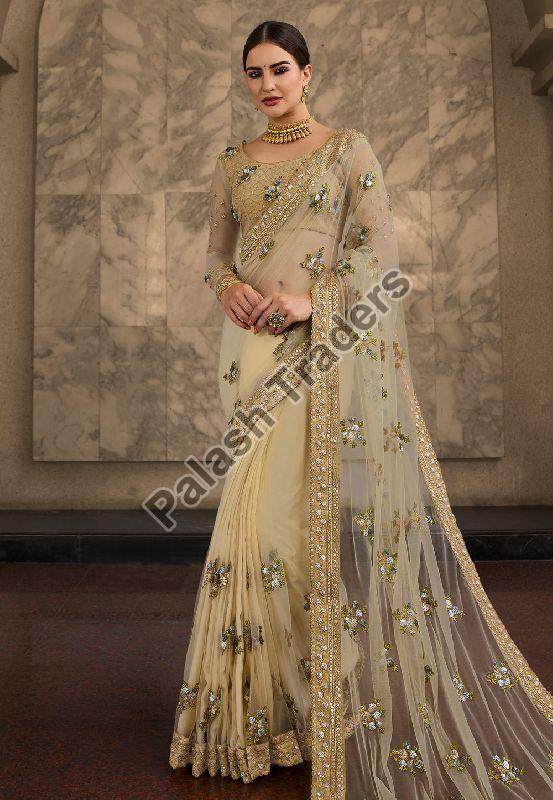 Embroidered Unstitched Net Sarees, Occasion : Party Wear