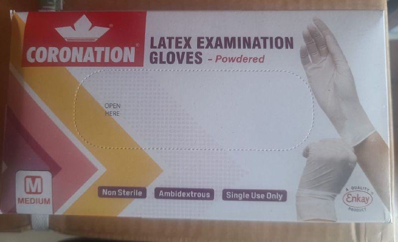 Coronation Latex Examination Gloves, for Medical Use, Color : White