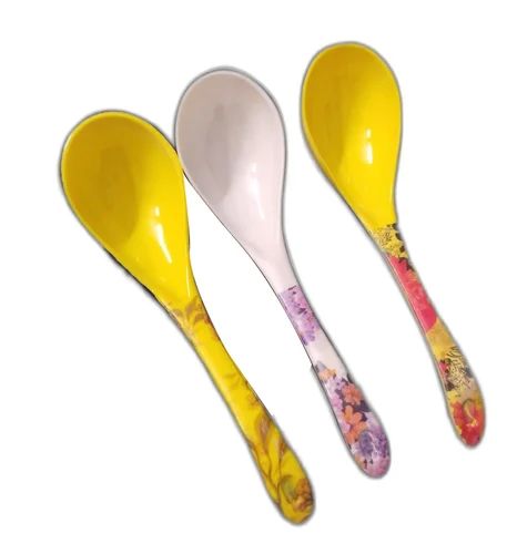 Polished Plastic Melamine Serving Spoon, Color : Yellow White