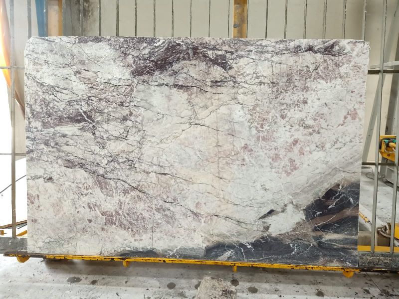 Rectangular Polished Marble Slabs (Lava White/Viola), Size : 10x6ft