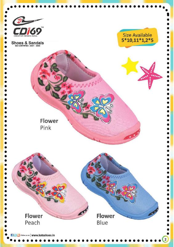 CDI Printed Cotton Flower Girls Shoes, Occasion : Party Wear