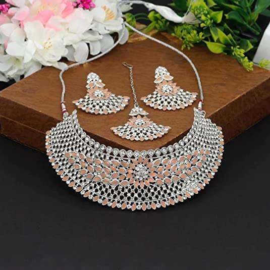 Choker Necklace Set - Peach