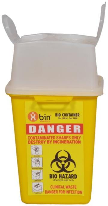 Bio Container 1000ml, for Disposing Medical Waste, Feature : Durable, Eco-Friendly, Light Weight, Long Life