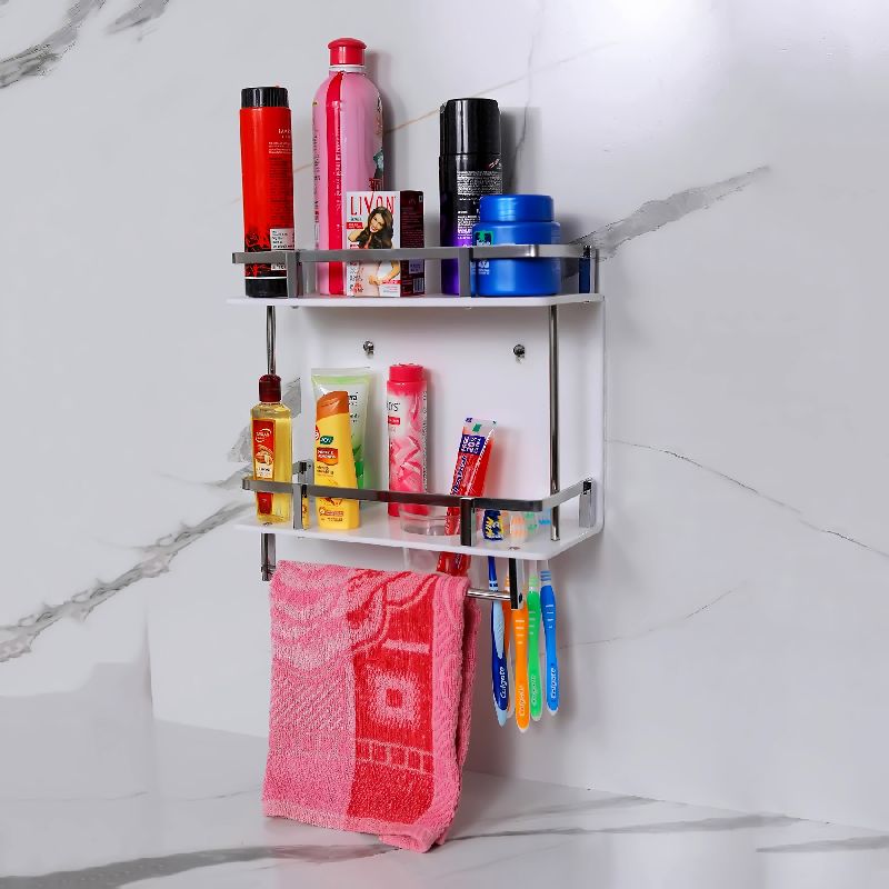 Square Acrylic Takhzin Bathroom Shelf, For Sanatry, Size : 12x12x5