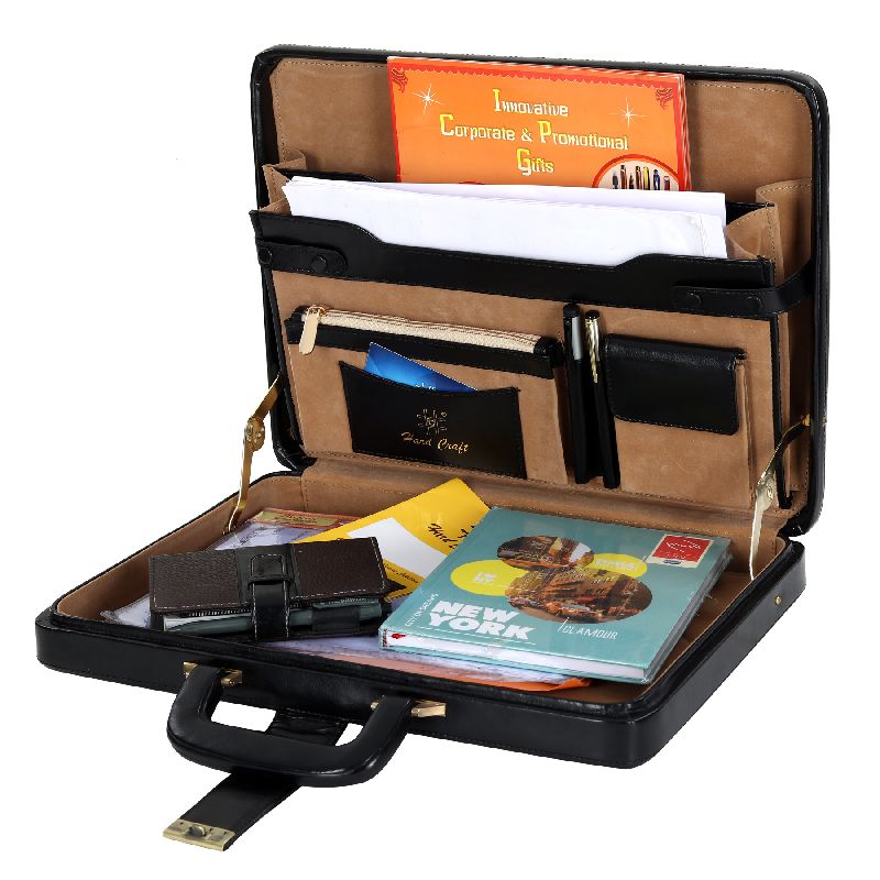 Hard Craft BCHC010BL Leather Briefcase, Color Black HARD CRAFT