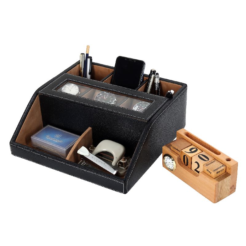Black Leather Desk Organizer, INR 799 / Piece by HARD CRAFT from Mumbai